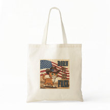 無料生まれです – Cowboy Cat Patriotic Tote Bag