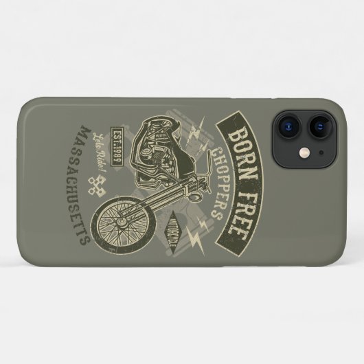 無料生まれチョッパが乗ろうハーレーバイクもしくは自転車に乗る人 Case-Mate iPhoneケース (裏面(横))