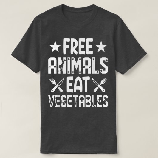 無料食べ動物野菜おもしろい動物の救助者V Tシャツ (デザイン正面)