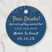 無料飲みカジュアル物の日付を保存する青い金ゴールド写真 フェイバータグ (裏面)