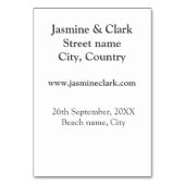 無料飲み物の日付の保存ビーチ結婚式追加の名前 テーブルナンバー (裏面)