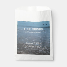 無料飲み物の日付の保存ビーチ結婚式追加の名前 フェイバーバッグ