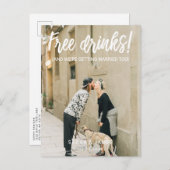 無料飲み物!日付を保存するホワイトスクリプトの写真 案内ポストカード (正面/裏面)