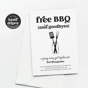 無料BBQとグッドビーおもしろいズ行遠くに招待状 招待状