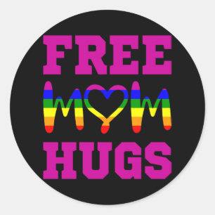無料MOM HUGS LGBTプライド月LGBTQレインボーフラグ ラウンドシール