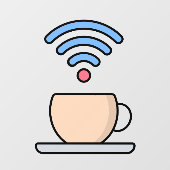 無料Wi-Fiインターネットパスワード付きカフェ ウィンドウサイン (シート)