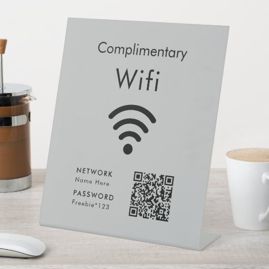 無料WiFiコード ブラック&グレー 台座サイン (インサイチュ)