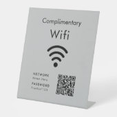 無料WiFiコード ブラック&グレー 台座サイン (正面)
