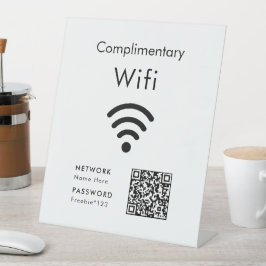無料WiFiコード ブラック&ホワイト 台座サイン