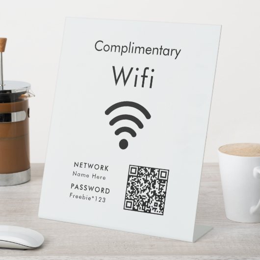 無料WiFiコード ブラック&ホワイト 台座サイン (インサイチュ)