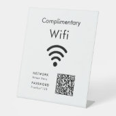 無料WiFiコード ブラック&ホワイト 台座サイン (正面)