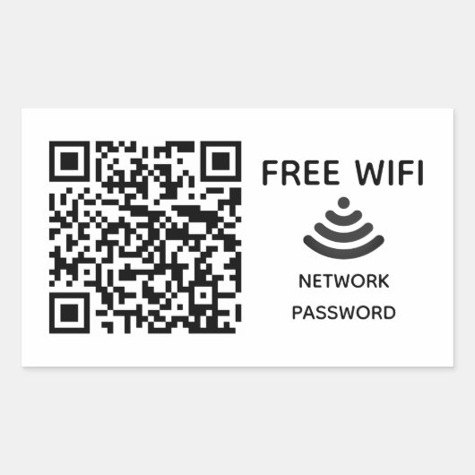 無料Wifi Business qrコードサインインに接続するためにスキャン 長方形シール (正面)