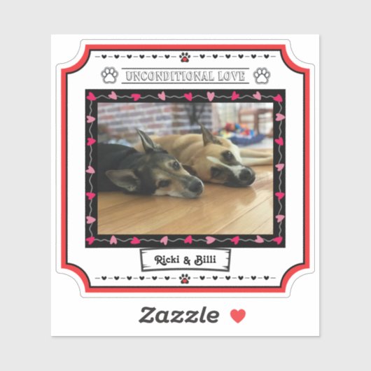 無条件ラブドッグフォトハート&ポーズ シール (シート)