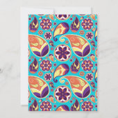 無比のペイズリーのオレンジ及び水の結婚式招待状 招待状 (裏面)