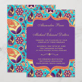 無比のペイズリーのオレンジ及び水の結婚式招待状 招待状 (正面/裏面)