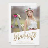 無気にフェイク箔卒業招待状 招待状 (正面/裏面)