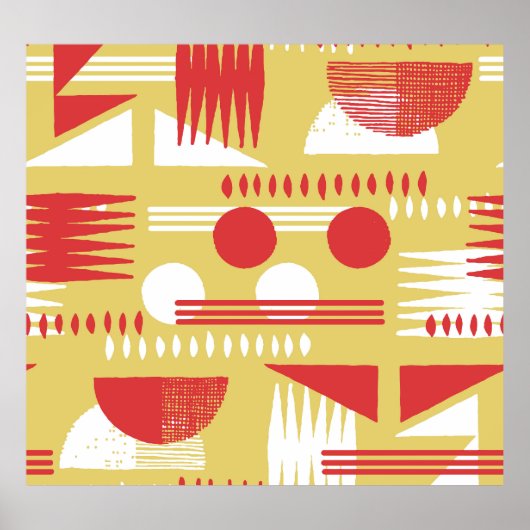 無煙ジオメトリ：黄色 – 赤ヴィンテージ。 ポスター (正面)