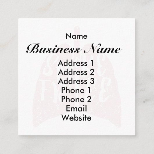 無煙健康な肺 スクエア名刺 (裏面)