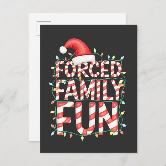 無理やり家族で楽しむ 面白い家族お揃いのクリスマス衣装 インビテーションポストカード (正面/裏面)