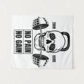 無痛無益のバーベルとスカル タペストリー (正面(横))