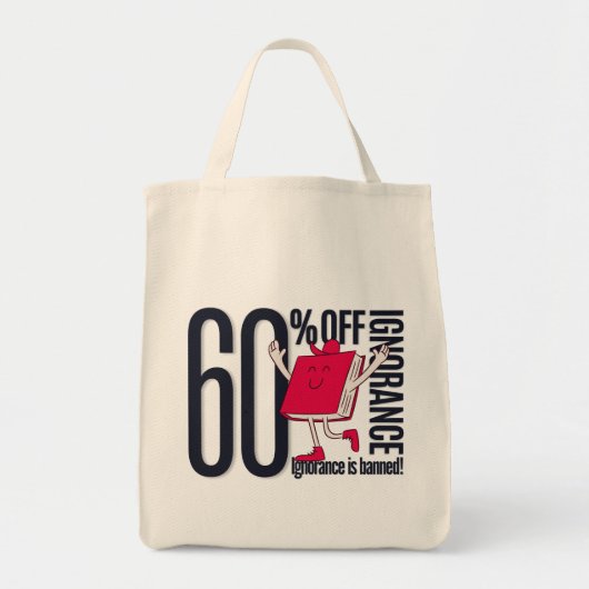 無知は禁物 教育的な食料品 トートバッグ (正面)