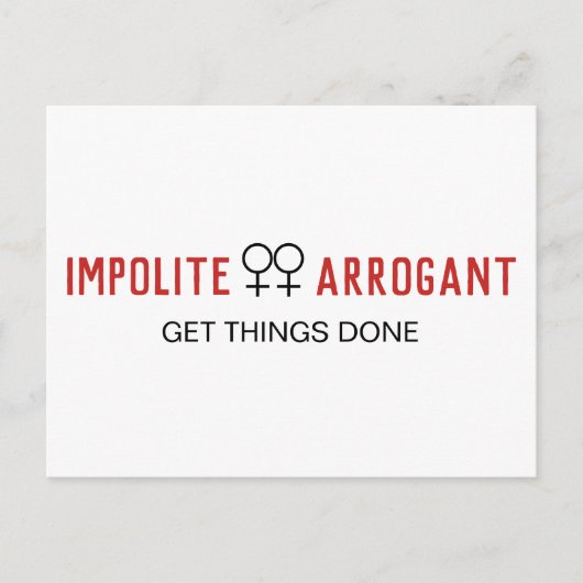 無礼な傲慢な女性が物事を進める ポストカード (正面)