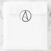 無神論のシンボル:白に黒 ラウンドシール (バッグ)