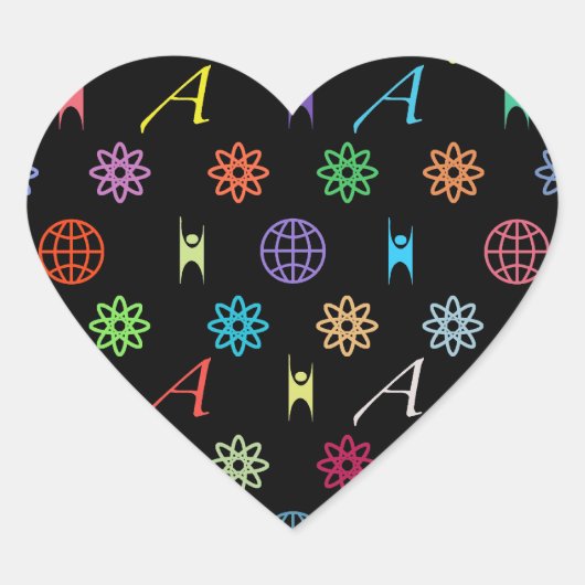 無神論モノグラム（黒）のステッカー ハートシール (正面)