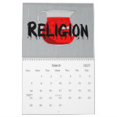 無神論的で黒く、灰色および赤いカレンダー カレンダー (3月 2027)