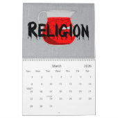無神論的で黒く、灰色および赤いカレンダー カレンダー (3月 2026)