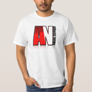無神論的なニュースの正方形のロゴ-白 Tシャツ