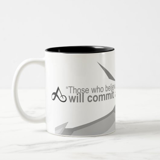 無神論的な服装- Voltaireの引用文のグラフィックのマグ ツートーンマグカップ (左)