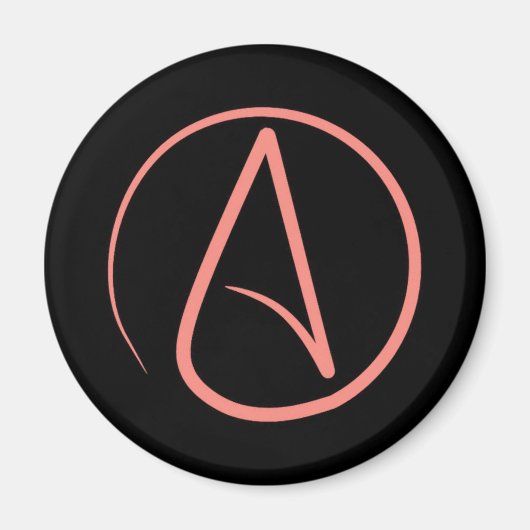 無神論者のシンボル：黒のサンゴ マグネット (正面)