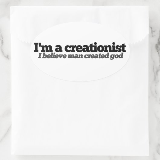 無神論者のユーモア 楕円形シール (バッグ)