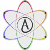 無神論者の原子記号 虹 ブラック シール (正面)