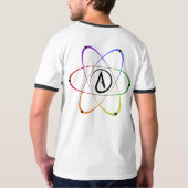 無神論者の原子記号 虹 ブラック Tシャツ (裏面フル)