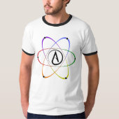 無神論者の原子記号 虹 ブラック Tシャツ (正面)