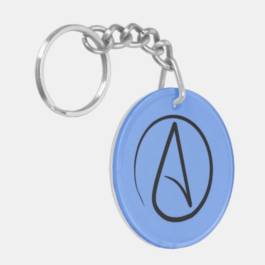 無神論者の記号:ライトブルーの黒 キーホルダー (正面左)