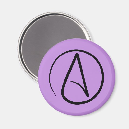 無神論者の記号:黒の薄紫 マグネット (正面/裏面)
