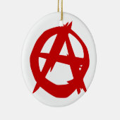 無秩序の記号の赤Aおよび定規のない円 セラミックオーナメント (右)