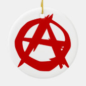 無秩序の記号の赤Aおよび定規のない円 セラミックオーナメント (裏面)