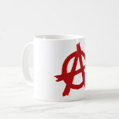 無秩序の赤い円白いマグ コーヒーマグカップ (正面左)