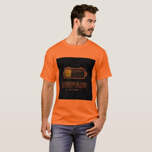 無給インターン バッテリー1% - 笑える仕事の燃え尽き症候群V1 Tシャツ (正面フル)