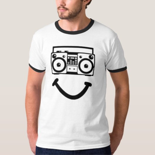 無線の頭部(黒) Tシャツ (正面)