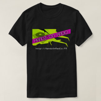 無線の黒いティーのレトロのHandz Tシャツ