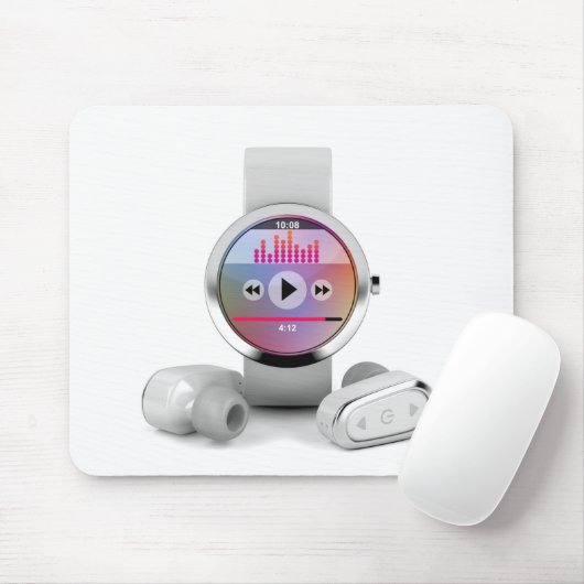 無線イヤホーンおよび頭が切れるな腕時計 マウスパッド (マウス)