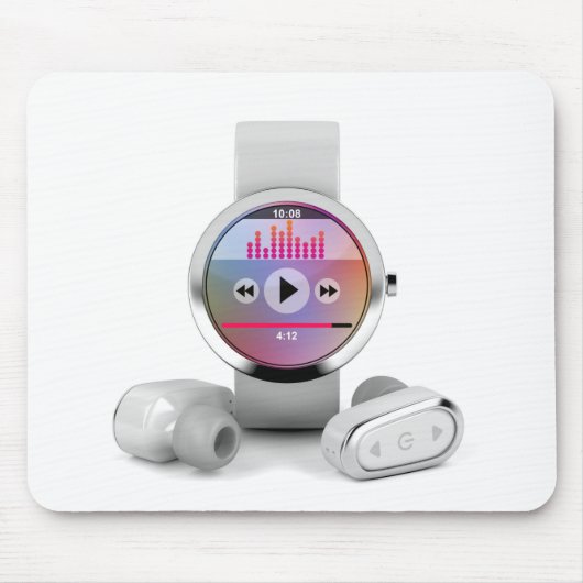 無線イヤホーンおよび頭が切れるな腕時計 マウスパッド (正面)