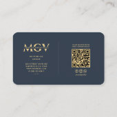 無線モダンホストPodcastモノグラムエレガントブルー 名刺 (裏面)