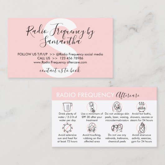 無線周波スキンのアフターケアの指示を締める 名刺 (正面/裏面)