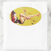 無線遊ヴィンテージのピン留め 楕円形シール (バッグ)